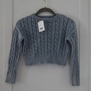 Elegant Blue Cable Knit Women's Sweater
